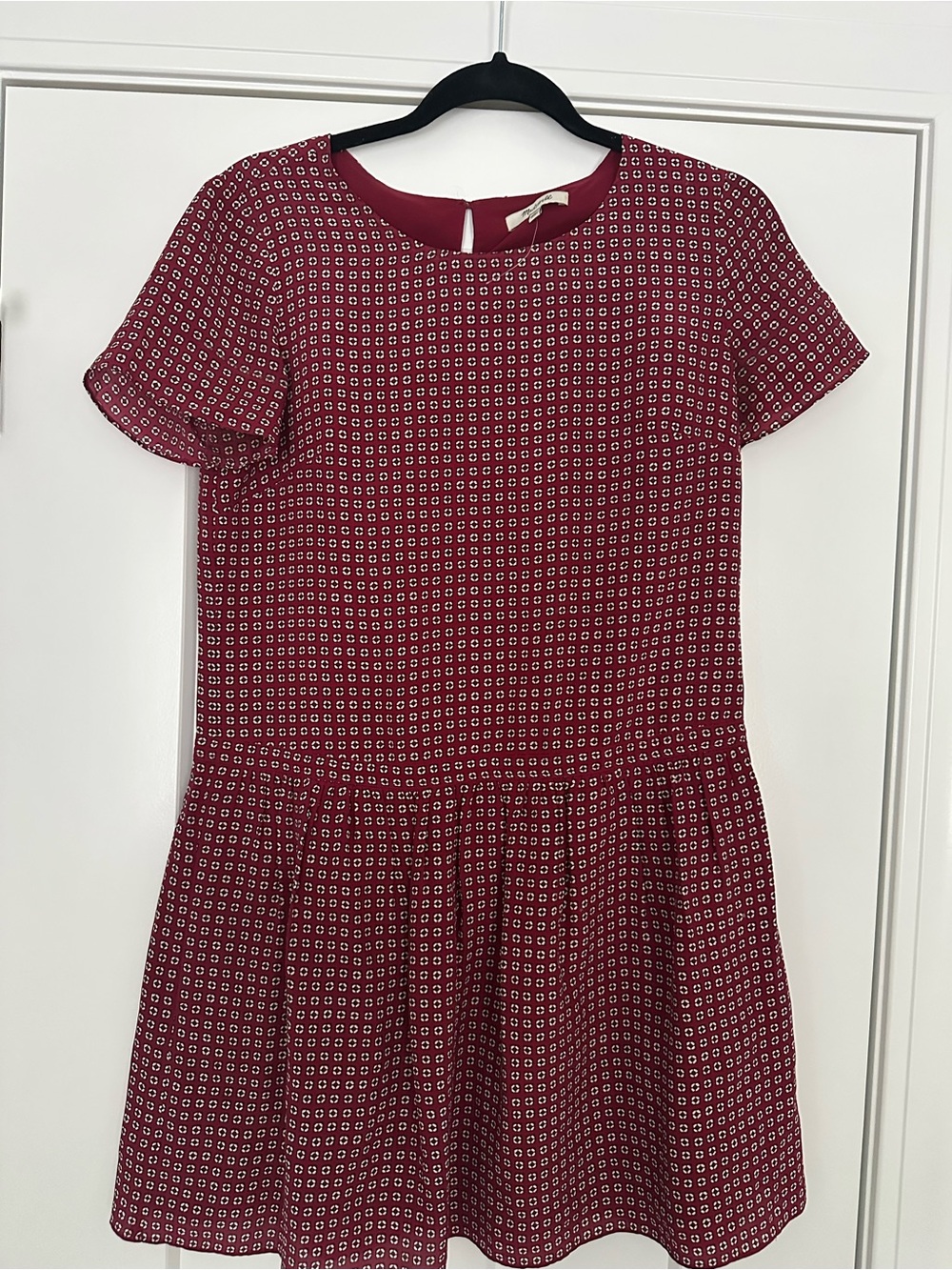 Madewell Red Geometric Print Drop-Waist Dress